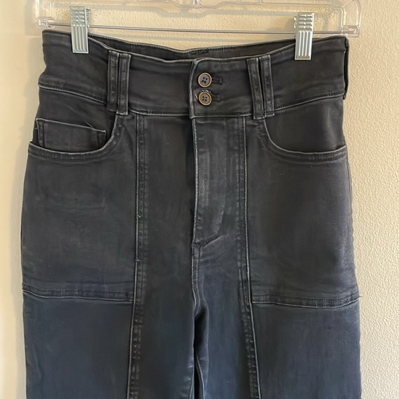 Pilcro Anthropologie High Rise Cropped Jeans Women’s Size 26 Wide Leg Black - Picture 2 of 9